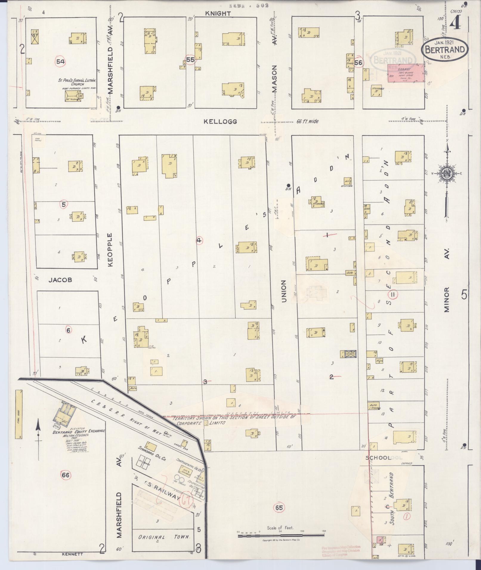 Sanborn Fire Insurance Map from Bertran, Phelps County, Nebraska (1936), Sheet #0004 - Historic Sanborn Fire Insurance Map Print, vintage old map wall art, antique decor, genealogy gift, Nebraska Nebraska map