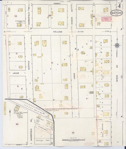 Sanborn Fire Insurance Map from Bertran, Phelps County, Nebraska (1936), Sheet #0004 - Historic Sanborn Fire Insurance Map Print, vintage old map wall art, antique decor, genealogy gift, Nebraska Nebraska map