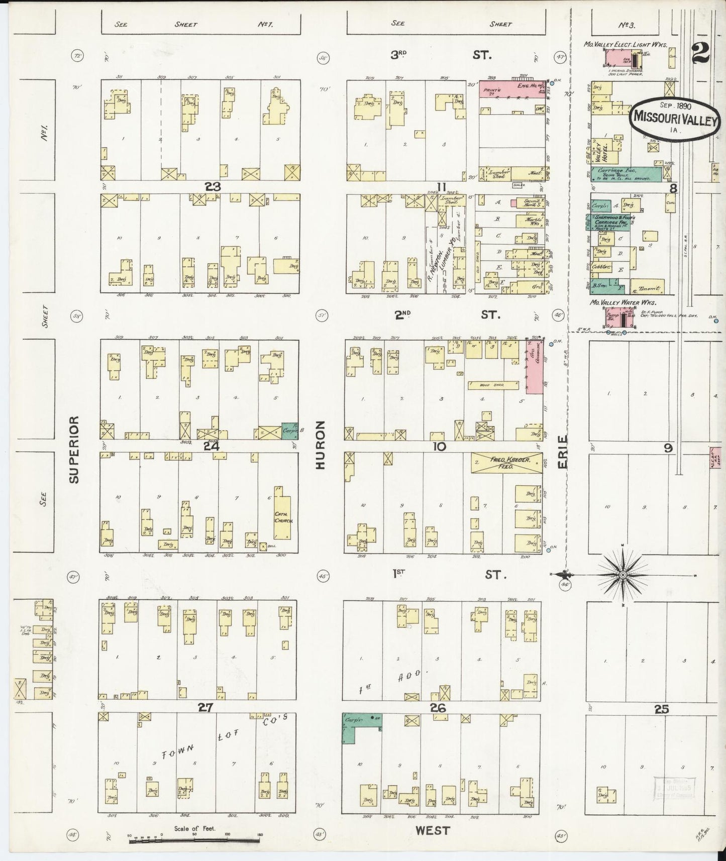 Sanborn Fire Insurance Map from Missouri Valley, Harrison County, Iowa (1890), Sheet #0002 - Complete Map Set gallery image, historic Sanborn map, vintage wall art, Missouri Missouri