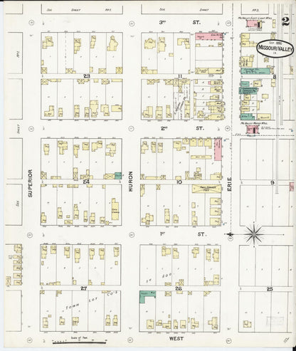Sanborn Fire Insurance Map from Missouri Valley, Harrison County, Iowa (1890), Sheet #0002 - Complete Map Set gallery image, historic Sanborn map, vintage wall art, Missouri Missouri