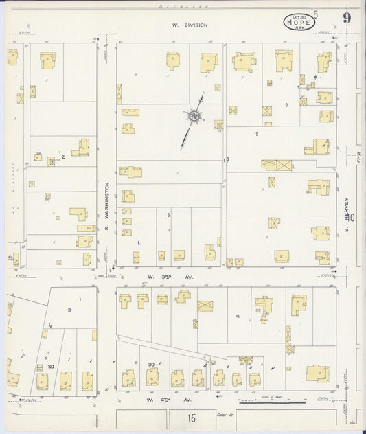 Sanborn Fire Insurance Map from Hope, Hempstead County, Arkansas (1913), Sheet #0009 - Historic Sanborn Fire Insurance Map Print, vintage old map wall art, antique decor, genealogy gift, Arkansas Arkansas map