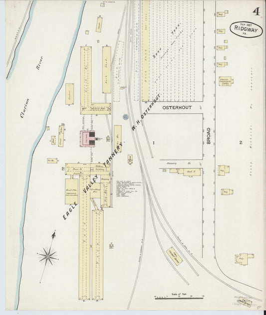 Sanborn Fire Insurance Map from Ridgway, Elk County, Pennsylvania (1887), Sheet #0004 - Historic Sanborn Fire Insurance Map Print, vintage old map wall art, antique decor, genealogy gift, Pennsylvania Pennsylvania map