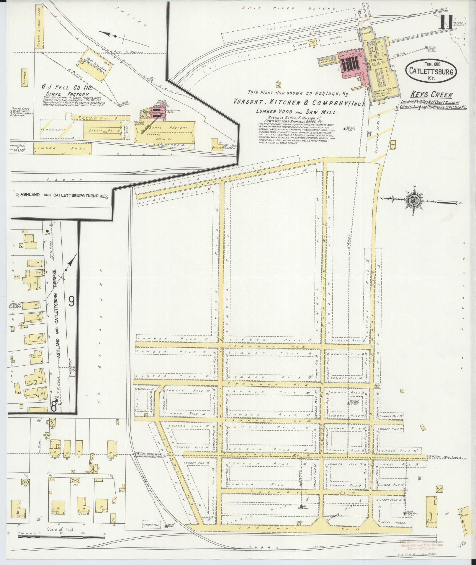 Sanborn Fire Insurance Map from Catlettsburg, Boyd County, Kentucky (1912), Sheet #0011 - Complete Map Set gallery image, historic Sanborn map, vintage wall art, Kentucky Kentucky