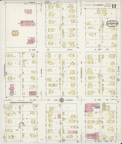 Sanborn Fire Insurance Map from Champaign, Champaign County, Illinois (1915), Sheet #0011 - Complete Map Set gallery image, historic Sanborn map, vintage wall art, Illinois Illinois