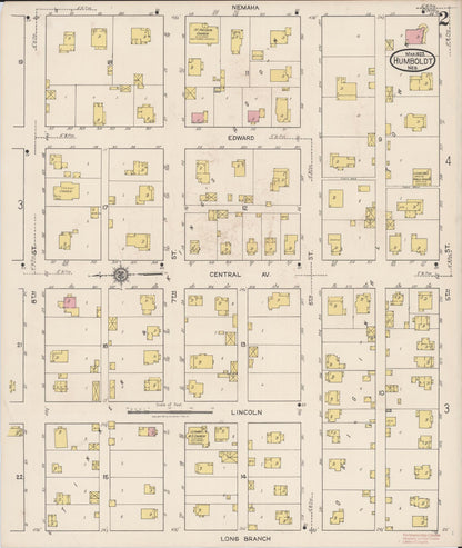 Sanborn Fire Insurance Map from Humboldt, Richardson County, Nebraska (1922), Sheet #0002 - Complete Map Set gallery image, historic Sanborn map, vintage wall art, Nebraska Nebraska