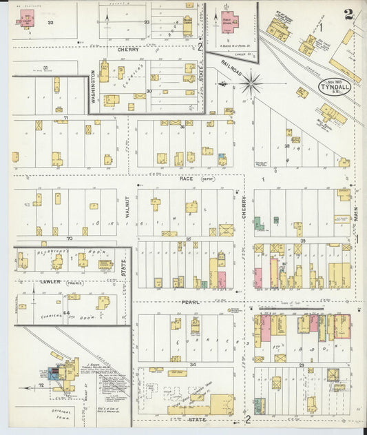 Sanborn Fire Insurance Map from Tyndall, Bon Homme County, South Dakota (1903), Sheet #0002 - Historic Sanborn Fire Insurance Map Print, vintage old map wall art, antique decor, genealogy gift, South Dakota South Dakota map