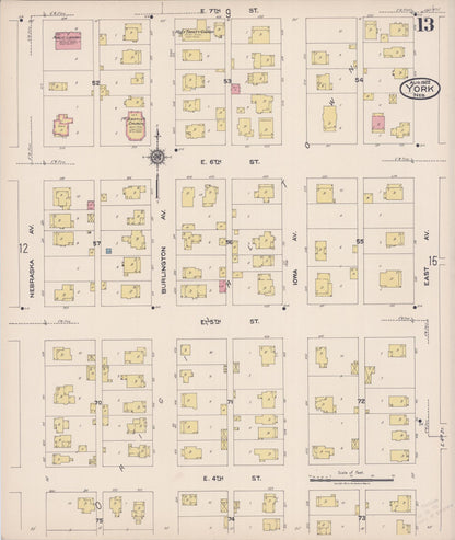 Sanborn Fire Insurance Map from York, York County, Nebraska (1922), Sheet #0013 - Complete Map Set gallery image, historic Sanborn map, vintage wall art, Nebraska Nebraska