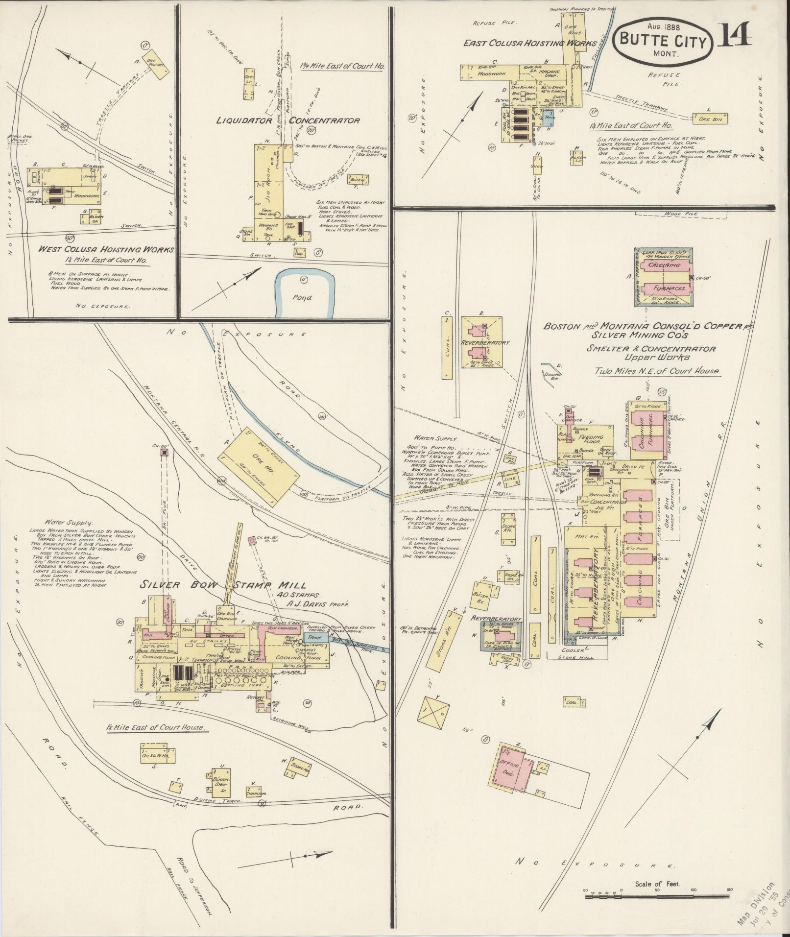 Sanborn Fire Insurance Map from Butte, Silver Bow County, Montana (1888), Sheet #0014 - Historic Sanborn Fire Insurance Map Print, vintage old map wall art, antique decor, genealogy gift, Montana Montana map