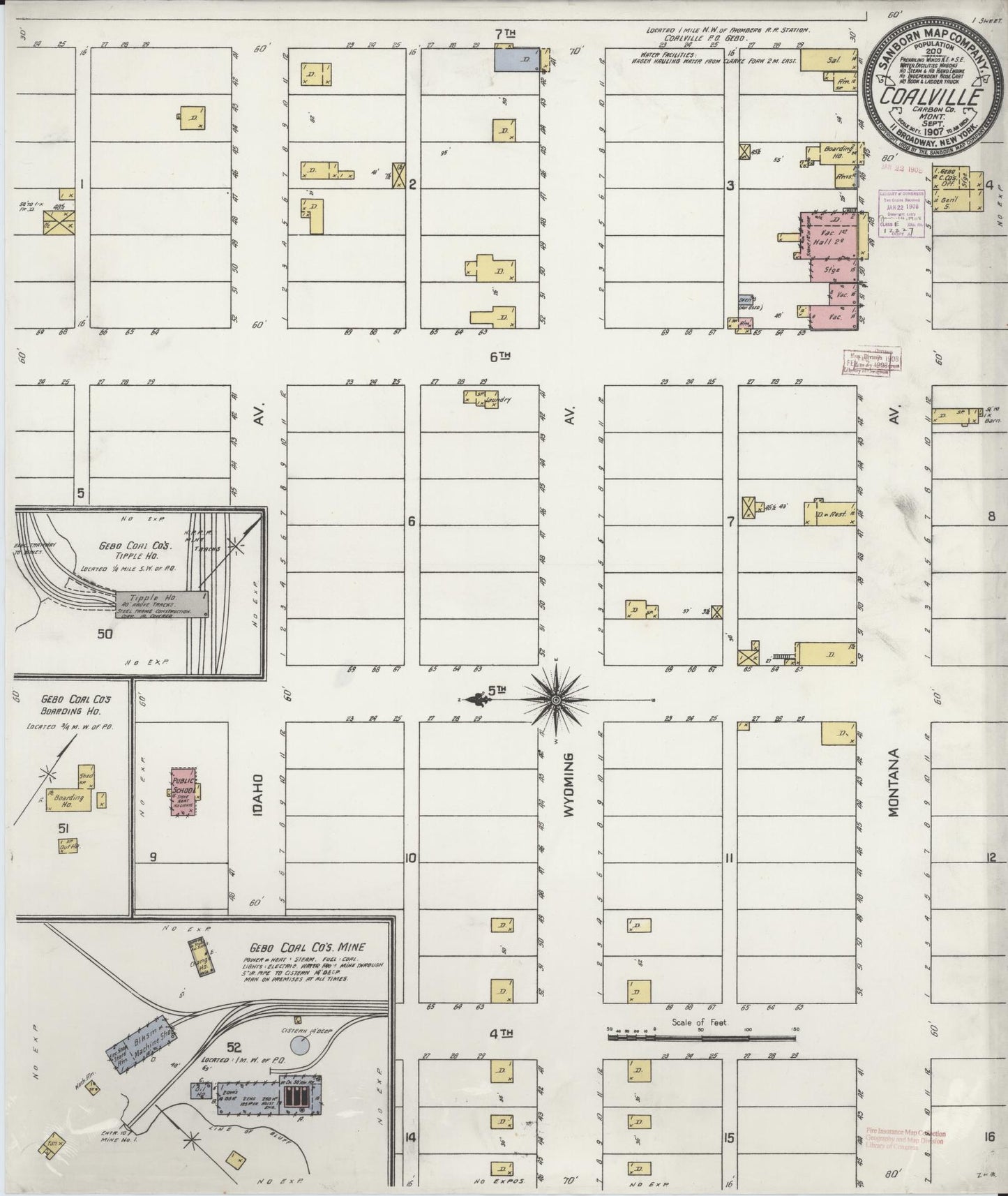 Sanborn Fire Insurance Map from Coalville, Carbon County, Montana (1907), Sheet #0001 - Historic Sanborn Fire Insurance Map Print, vintage old map wall art, antique decor, genealogy gift, Montana Montana map