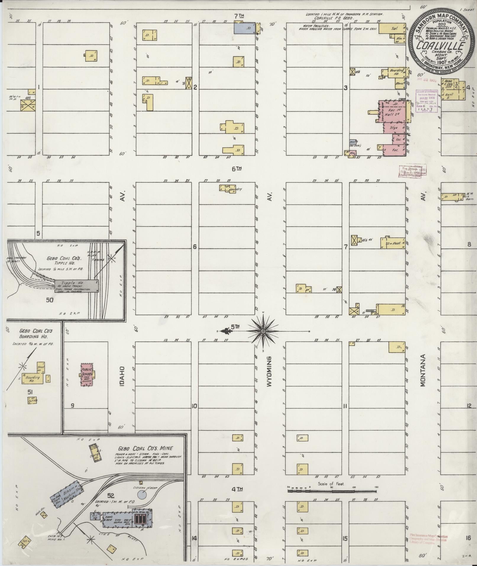 Sanborn Fire Insurance Map from Coalville, Carbon County, Montana (1907), Sheet #0001 - Historic Sanborn Fire Insurance Map Print, vintage old map wall art, antique decor, genealogy gift, Montana Montana map