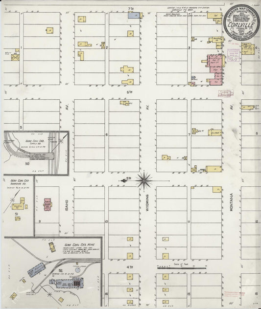 Sanborn Fire Insurance Map from Coalville, Carbon County, Montana (1907), Sheet #0001 - Historic Sanborn Fire Insurance Map Print, vintage old map wall art, antique decor, genealogy gift, Montana Montana map