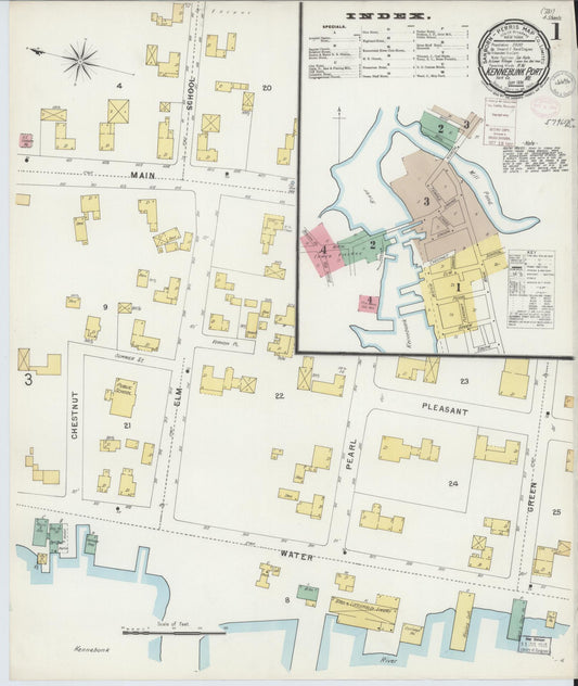Sanborn Fire Insurance Map from Kennebunkport, York County, Maine (1896), Sheet #0001 - Historic Sanborn Fire Insurance Map Print, vintage old map wall art, antique decor, genealogy gift, Maine Maine map