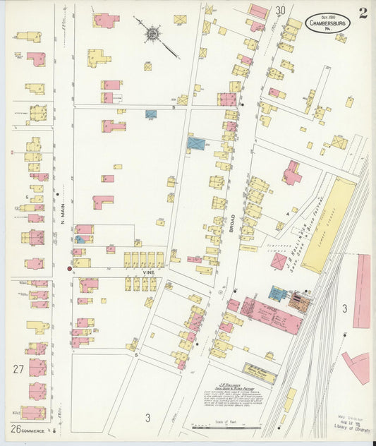 Sanborn Fire Insurance Map from Chambersburg, Franklin County, Pennsylvania (1910), Sheet #0002 - Historic Sanborn Fire Insurance Map Print, vintage old map wall art, antique decor, genealogy gift, Pennsylvania Pennsylvania map