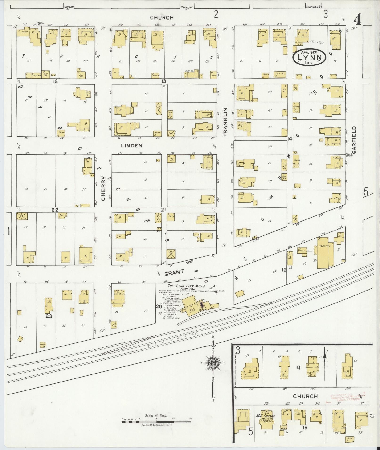 Sanborn Fire Insurance Map from Lynn, Randolph County, Indiana (1920), Sheet #0004 - Complete Map Set gallery image, historic Sanborn map, vintage wall art, Indiana Indiana