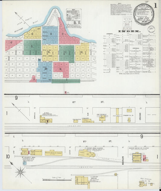 Sanborn Fire Insurance Map from Lake City, Wabasha County, Minnesota (1900), Sheet #0001 - Complete Map Set gallery image, historic Sanborn map, vintage wall art, Minnesota Minnesota