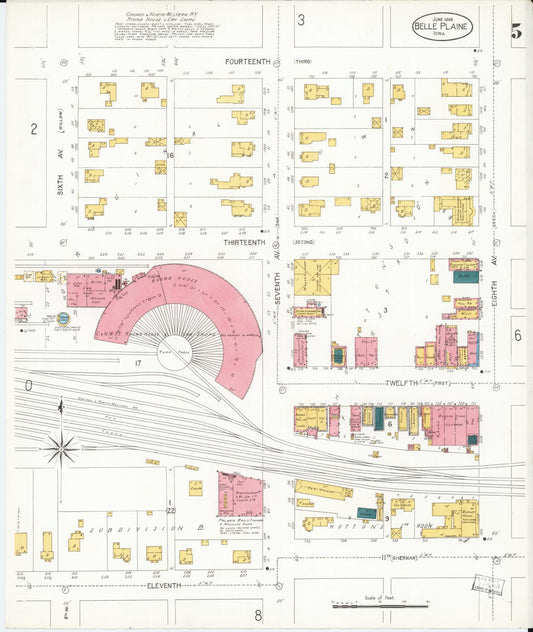 Sanborn Fire Insurance Map from Belle Plaine, Benton County, Iowa (1906), Sheet #0005 - Historic Sanborn Fire Insurance Map Print, vintage old map wall art