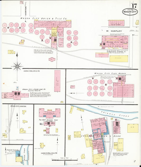 Sanborn Fire Insurance Map from Mason City, Cerro Gordo County, Iowa (1909), Sheet #0017 - Historic Sanborn Fire Insurance Map Print, vintage old map wall art