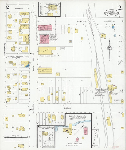 Sanborn Fire Insurance Map from Stewartville, Olmsted County, Minnesota (1927), Sheet #0002 - Historic Sanborn Fire Insurance Map Print, vintage old map wall art, antique decor, genealogy gift, Minnesota Minnesota map