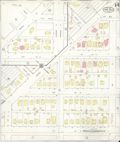 Sanborn Fire Insurance Map from Twin Falls, Twin Falls County, Idaho (1949), Sheet #0014 - Complete Map Set gallery image, historic Sanborn map, vintage wall art, Falls Idaho