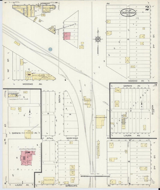 Sanborn Fire Insurance Map from Deer River, Itasca County, Minnesota (1913), Sheet #0002 - Historic Sanborn Fire Insurance Map Print, vintage old map wall art, antique decor, genealogy gift, Minnesota Minnesota map