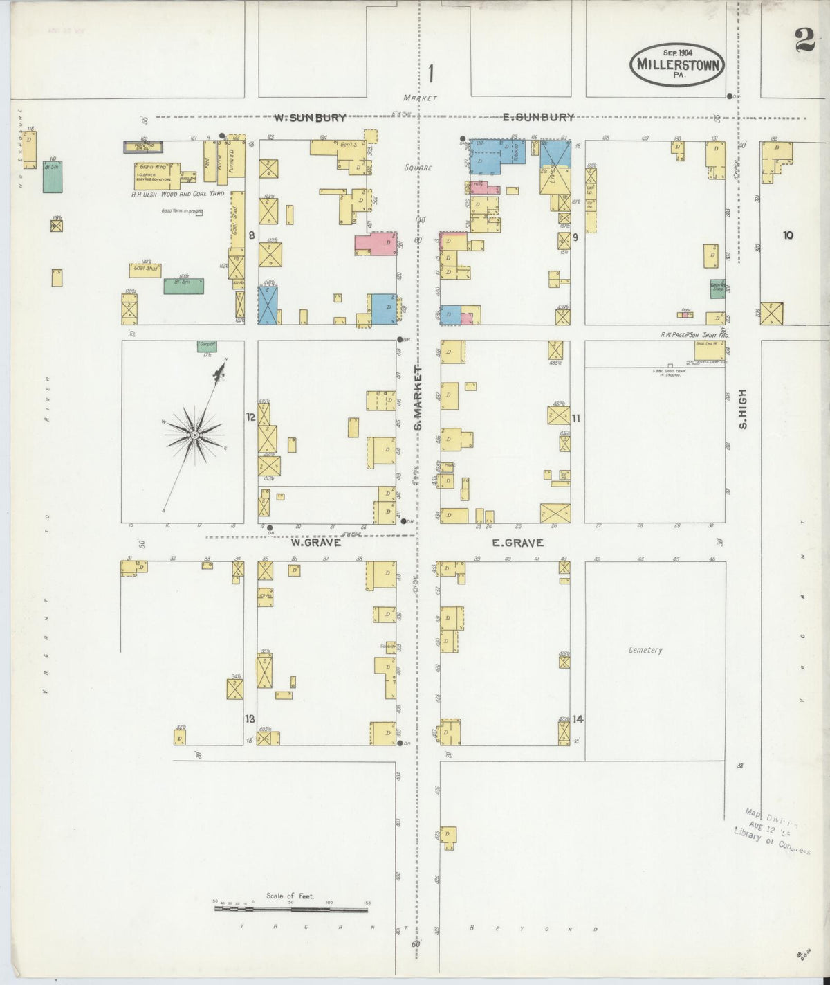 Sanborn Fire Insurance Map from Millerstown, Perry County, Pennsylvania (1904), Sheet #0002 - Historic Sanborn Fire Insurance Map Print, vintage old map wall art, antique decor, genealogy gift, Pennsylvania Pennsylvania map