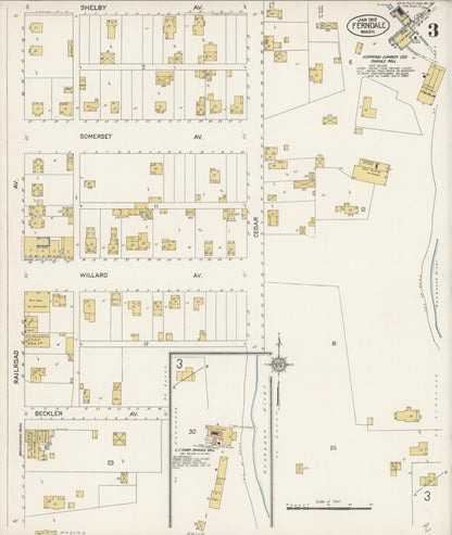 Sanborn Fire Insurance Map from Ferndale, Whatcom County, Washington (1912), Sheet #0003 - Complete Map Set gallery image, historic Sanborn map, vintage wall art, Washington Washington