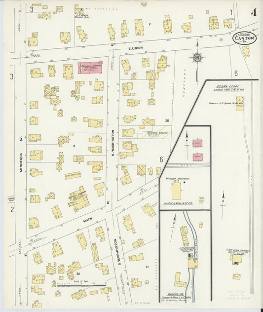 Sanborn Fire Insurance Map from Canton, Bradford County, Pennsylvania (1911), Sheet #0004 - Historic Sanborn Fire Insurance Map Print, vintage old map wall art, antique decor, genealogy gift, Pennsylvania Pennsylvania map