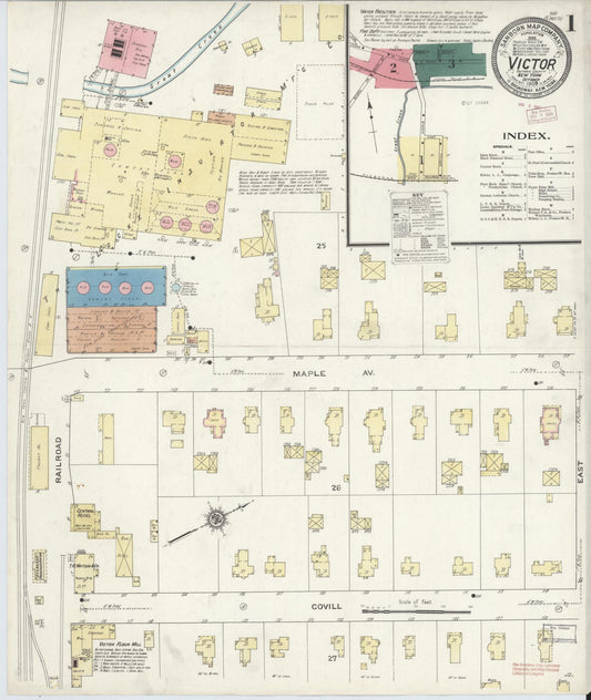 Sanborn Fire Insurance Map from Victor, Ontario County, New York (1909), Sheet #0001 - Complete Map Set gallery image, historic Sanborn map, vintage wall art, New York New York