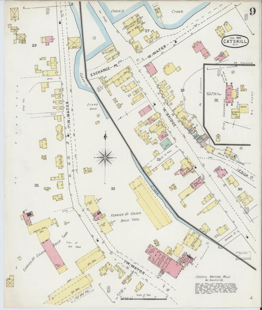 Sanborn Fire Insurance Map from Catskill, Greene County, New York (1895), Sheet #0009 - Historic Sanborn Fire Insurance Map Print, vintage old map wall art, antique decor, genealogy gift, New York New York map