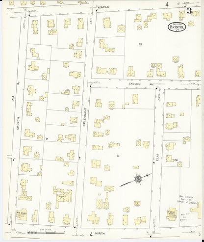 Sanborn Fire Insurance Map from Bristol, Addison County, Vermont (1914), Sheet #0003 - Complete Map Set gallery image, historic Sanborn map, vintage wall art, Vermont Vermont