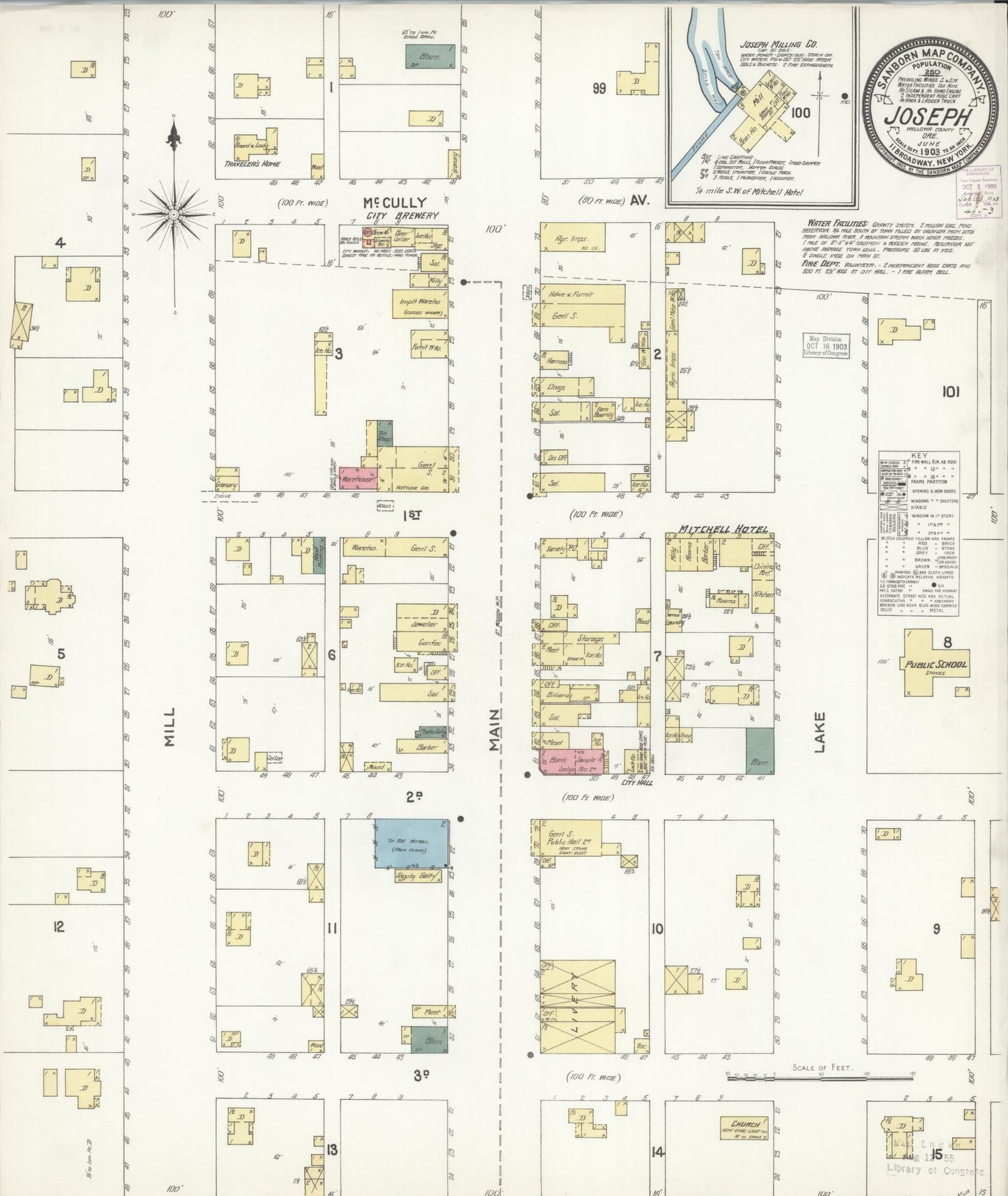 Sanborn Fire Insurance Map from Joseph, Wallowa County, Oregon (1903), Sheet #0001 - Historic Sanborn Fire Insurance Map Print, vintage old map wall art, antique decor, genealogy gift, Oregon Oregon map
