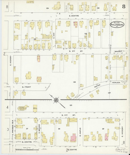 Sanborn Fire Insurance Map from Philipsburg, Centre County, Pennsylvania (1910), Sheet #0008 - Historic Sanborn Fire Insurance Map Print, vintage old map wall art, antique decor, genealogy gift, Pennsylvania Pennsylvania map