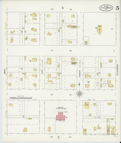 Sanborn Fire Insurance Map from Stillwater, Payne County, Oklahoma (1898), Sheet #0005 - Complete Map Set gallery image, historic Sanborn map, vintage wall art, Oklahoma Oklahoma