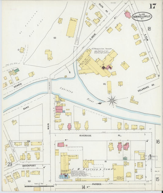 Sanborn Fire Insurance Map from Hornell, Steuben County, New York (1898), Sheet #0017 - Historic Sanborn Fire Insurance Map Print, vintage old map wall art, antique decor, genealogy gift, New York New York map