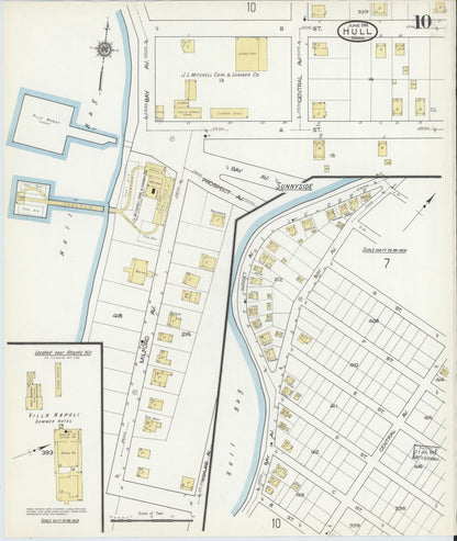 Sanborn Fire Insurance Map from Hull, Plymouth County, Massachusetts (1916), Sheet #0010 - Complete Map Set gallery image, historic Sanborn map, vintage wall art, Massachusetts Massachusetts