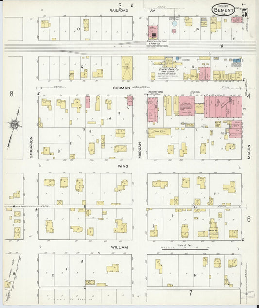 Sanborn Fire Insurance Map from Bement, Piatt County, Illinois (1915), Sheet #0005 - Historic Sanborn Fire Insurance Map Print, vintage old map wall art, antique decor, genealogy gift, Illinois Illinois map