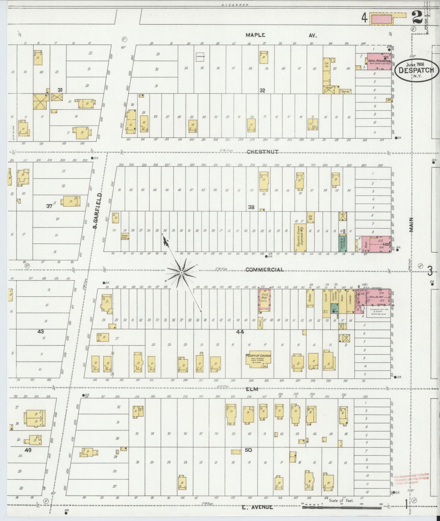 Sanborn Fire Insurance Map from Despatch, Monroe County, New York (1906), Sheet #0002 - Complete Map Set gallery image, historic Sanborn map, vintage wall art, New York New York