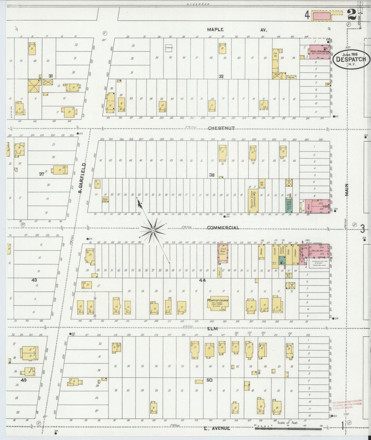Sanborn Fire Insurance Map from Despatch, Monroe County, New York (1906), Sheet #0002 - Complete Map Set gallery image, historic Sanborn map, vintage wall art, New York New York