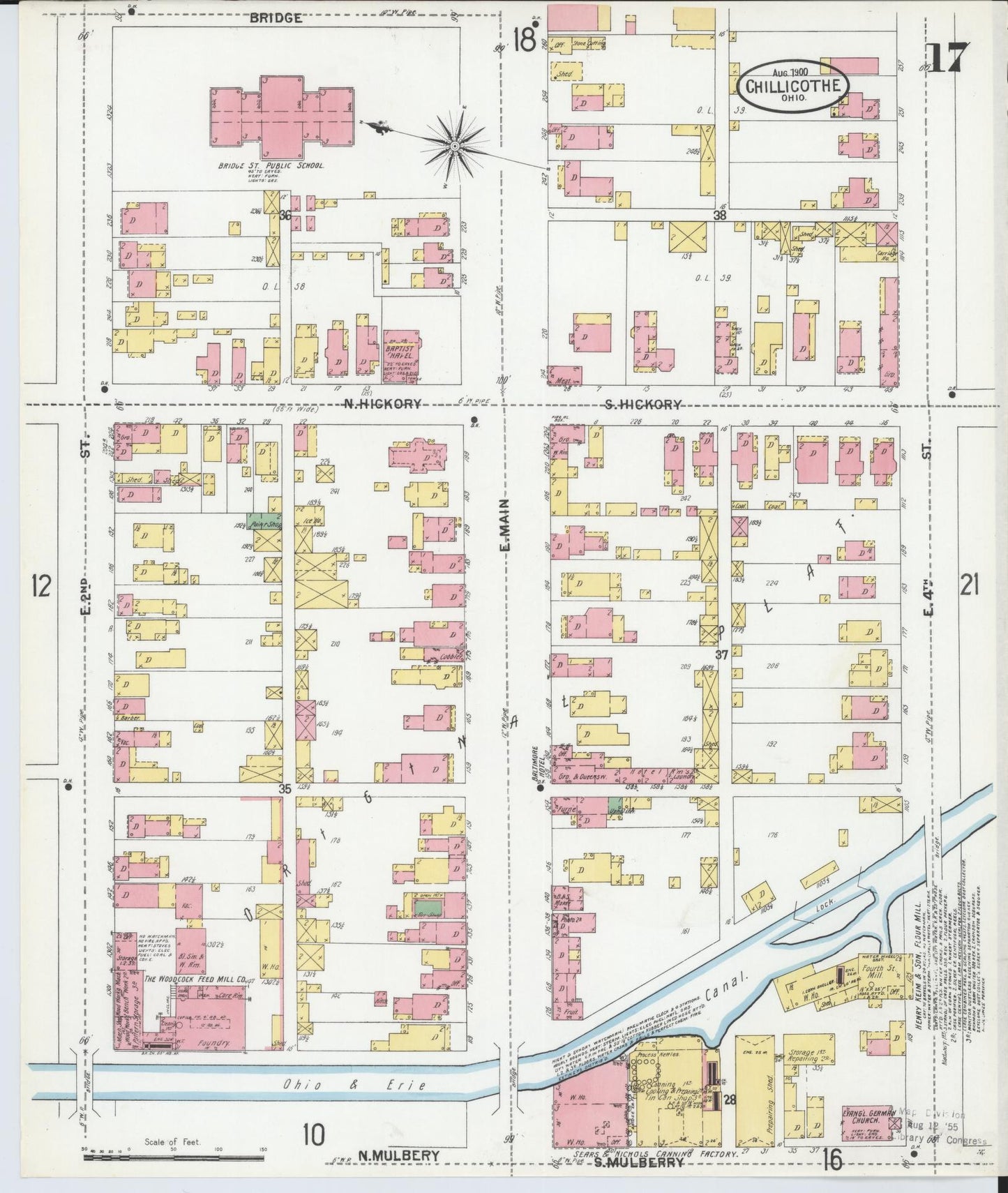 Sanborn Fire Insurance Map from Chillicothe, Ross County, Ohio (1900), Sheet #0017 - Historic Sanborn Fire Insurance Map Print, vintage old map wall art, antique decor, genealogy gift, Ohio Ohio map