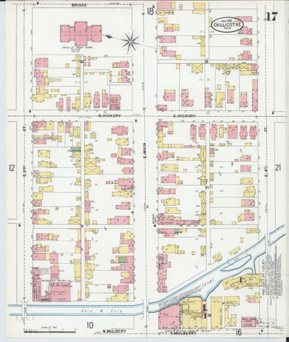 Sanborn Fire Insurance Map from Chillicothe, Ross County, Ohio (1900), Sheet #0017 - Historic Sanborn Fire Insurance Map Print, vintage old map wall art, antique decor, genealogy gift, Ohio Ohio map