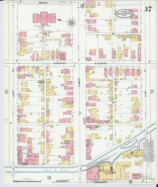 Sanborn Fire Insurance Map from Chillicothe, Ross County, Ohio (1900), Sheet #0017 - Historic Sanborn Fire Insurance Map Print, vintage old map wall art, antique decor, genealogy gift, Ohio Ohio map