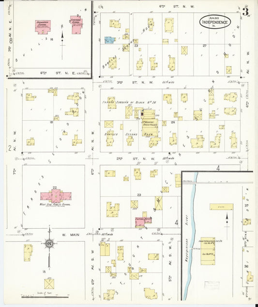 Sanborn Fire Insurance Map from Independence, Buchanan County, Iowa (1913), Sheet #0003 - Historic Sanborn Fire Insurance Map Print, vintage old map wall art