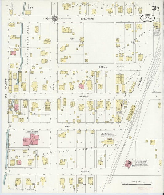 Sanborn Fire Insurance Map from Odon, Daviess County, Indiana (1913), Sheet #0003 - Historic Sanborn Fire Insurance Map Print, vintage old map wall art, antique decor, genealogy gift, Indiana Indiana map