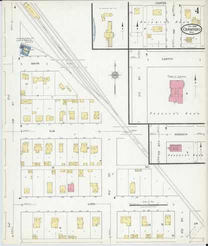 Sanborn Fire Insurance Map from Crawford, Dawes County, Nebraska (1918), Sheet #0004 - Complete Map Set gallery image, historic Sanborn map, vintage wall art, Nebraska Nebraska