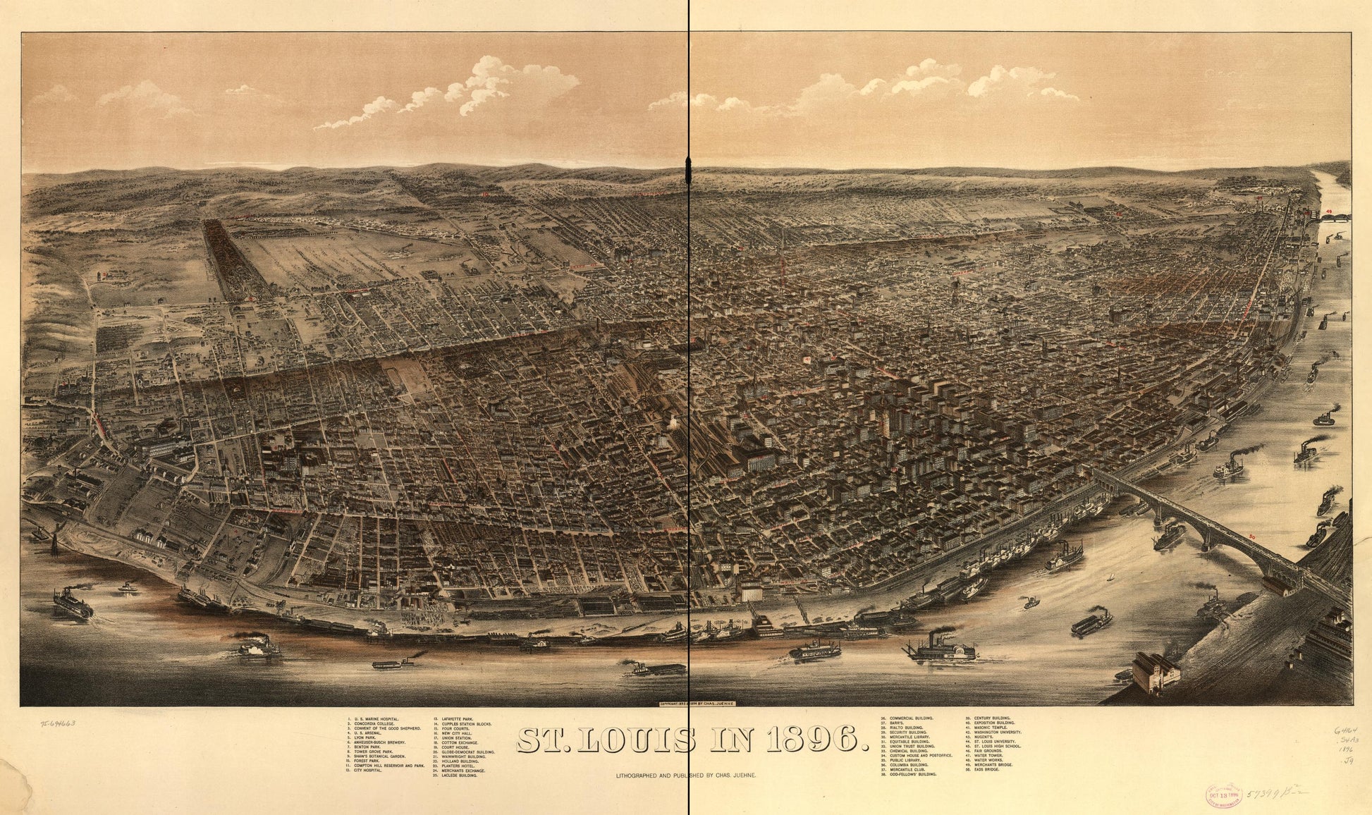 St. Louis in 1896. (1896) – Historic Bird’s-Eye View Panorama Print