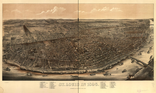 St. Louis in 1896. (1896) – Historic Bird’s-Eye View Panorama Print