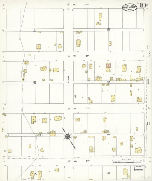 Sanborn Fire Insurance Map from Port Angeles, Clallam County, Washington (1911), Sheet #0010 - Historic Sanborn Fire Insurance Map Print, vintage old map wall art, antique decor, genealogy gift, Washington Washington map