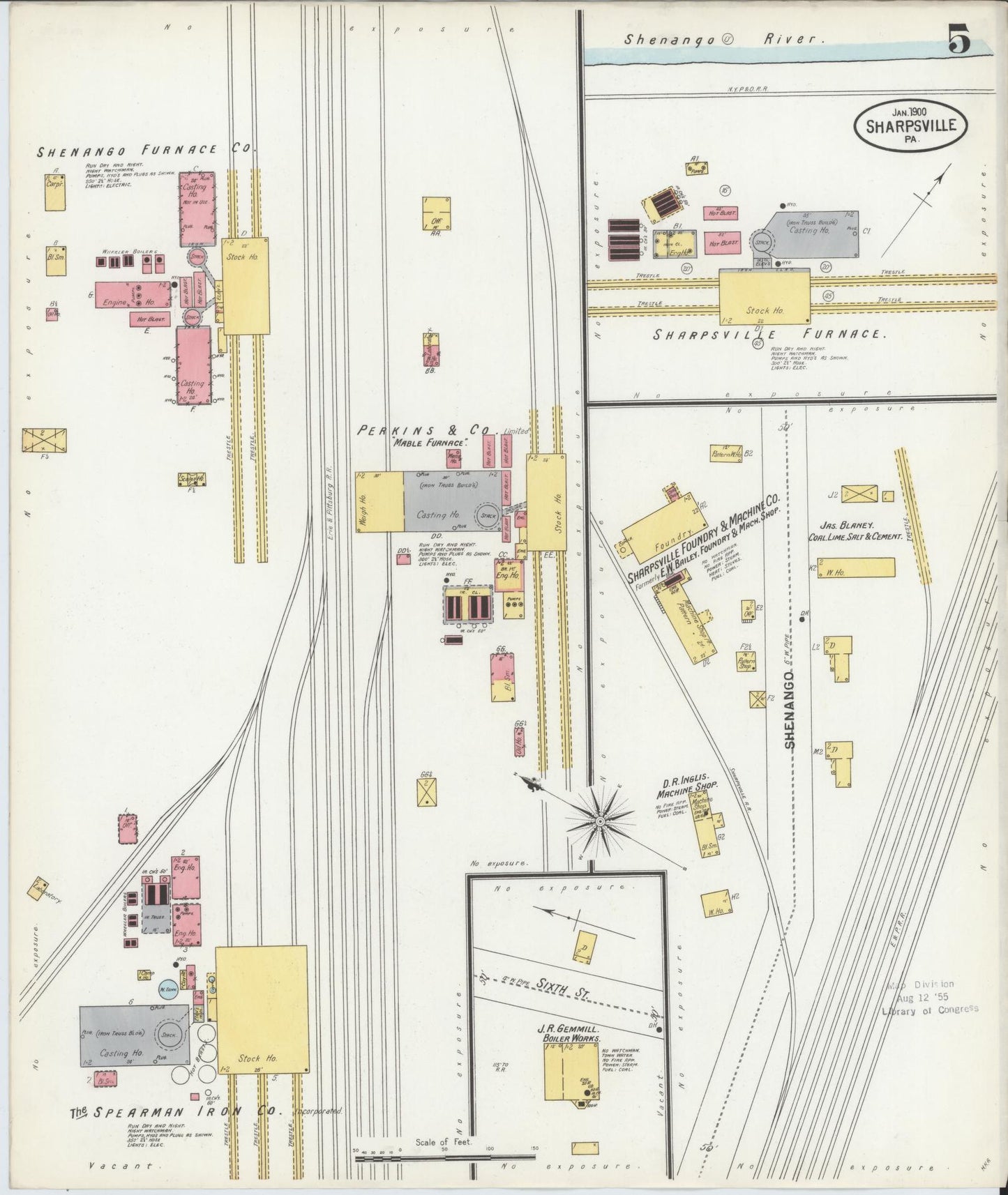 Sanborn Fire Insurance Map from Sharpsville, Mercer County, Pennsylvania (1900), Sheet #0005 - Complete Map Set gallery image, historic Sanborn map, vintage wall art, Pennsylvania Pennsylvania