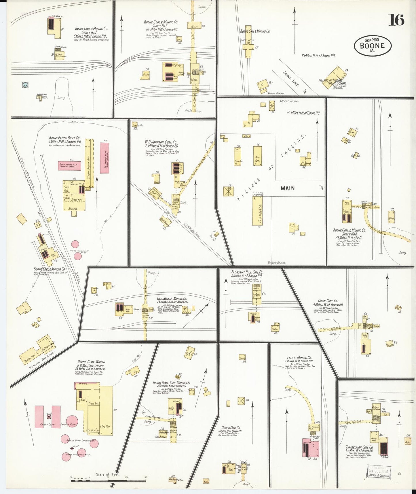 Sanborn Fire Insurance Map from Boone, Boone County, Iowa (1900), Sheet #0016 - Historic Sanborn Fire Insurance Map Print, vintage old map wall art