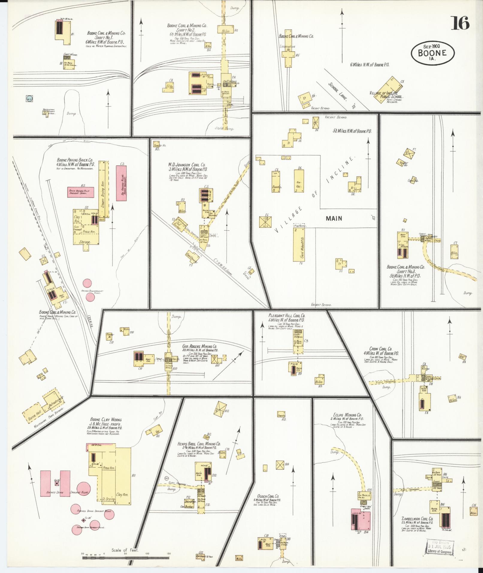Sanborn Fire Insurance Map from Boone, Boone County, Iowa (1900), Sheet #0016 - Historic Sanborn Fire Insurance Map Print, vintage old map wall art